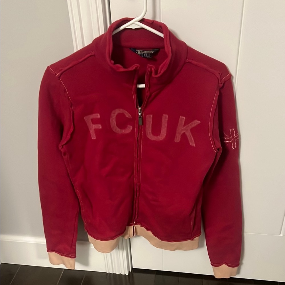 VINTAGE Y2K FCUK magenta zip with Tan Accents